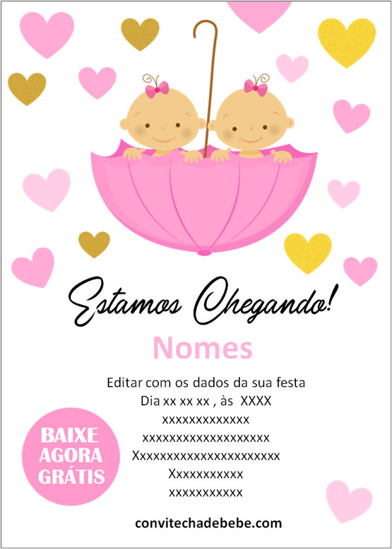 ▷ 10 Convites Chá de Bebê Chuva De Amor