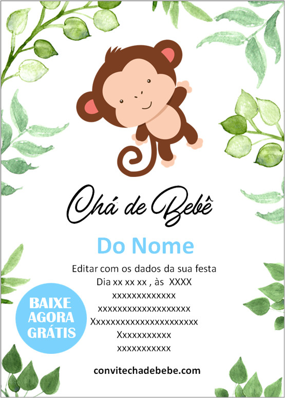 Convite chá de bebê ursinho príncipe - Edite grátis com nosso editor online