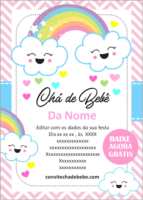 ▷ 10 Convites Chá de Bebê Chuva De Amor