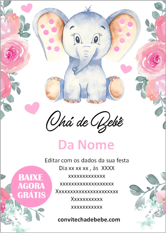 Convite Digital Virtual Chá De Bebê Menina