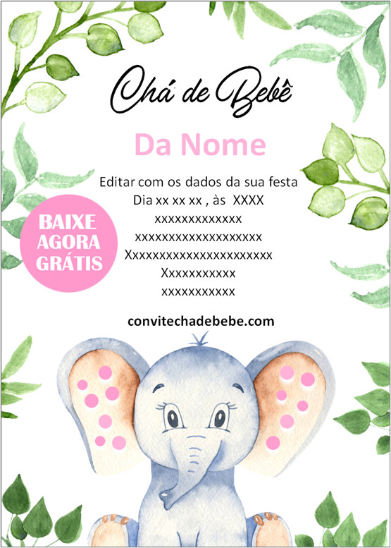 ▷ 12 Convites de Chá de Bebê Ursinho