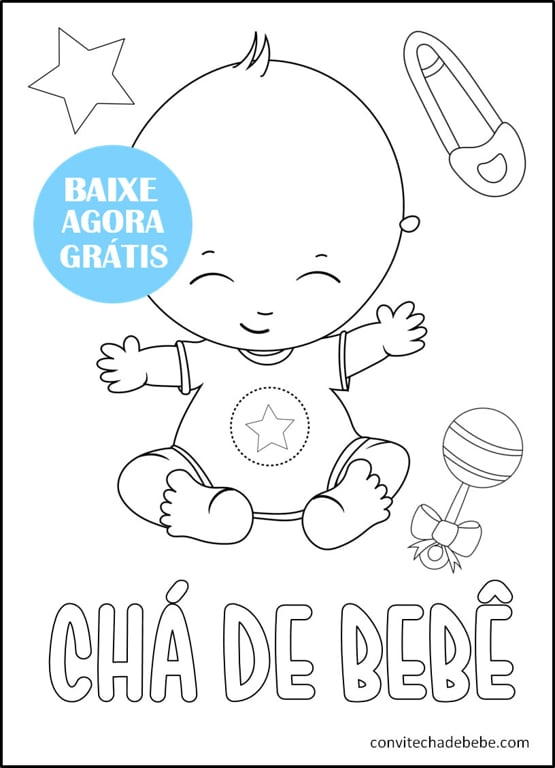 chá de bebê colorir menino