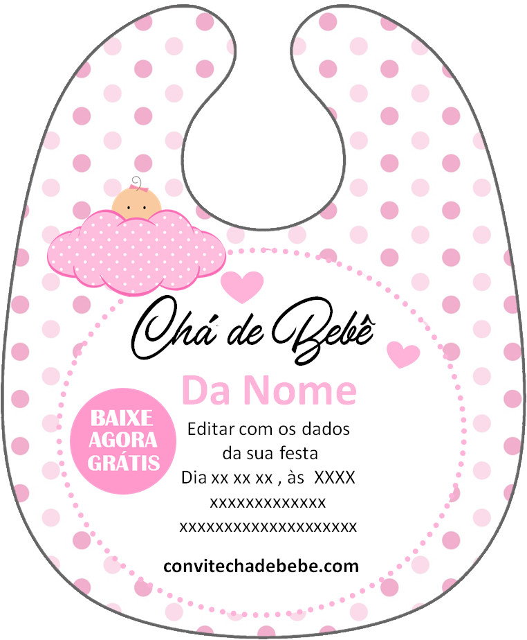 convite chá de bebê babador