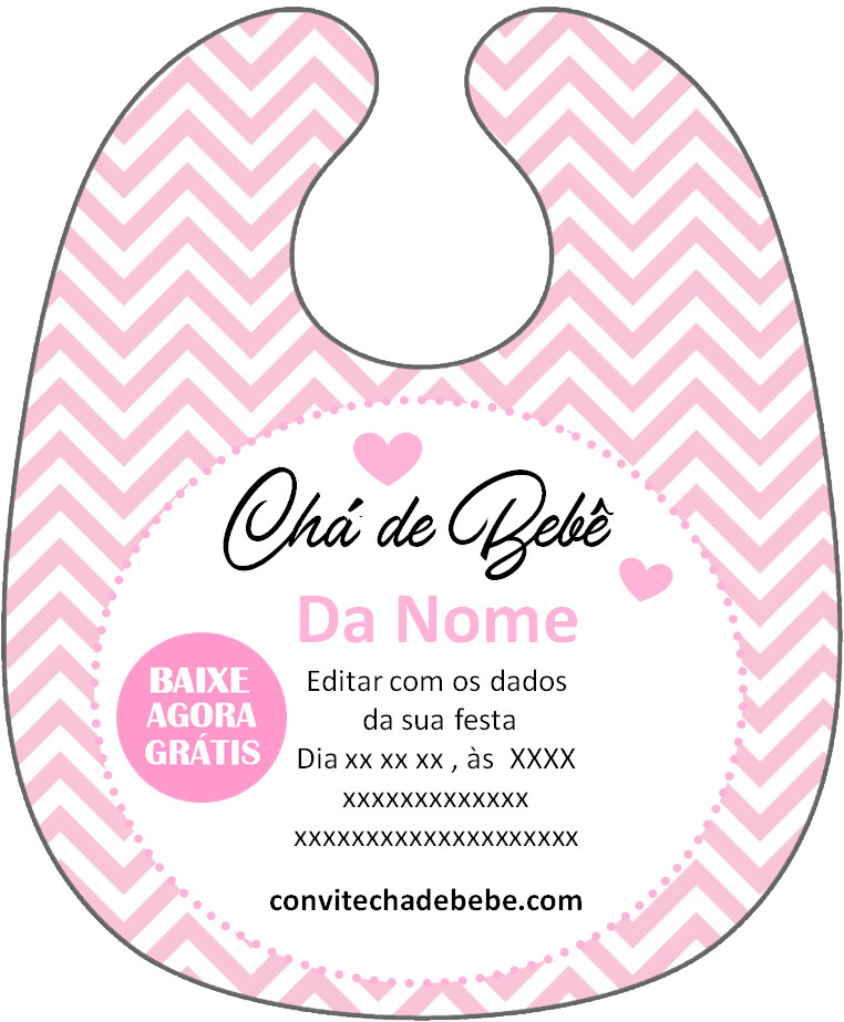 convite digital chá de bebê babador