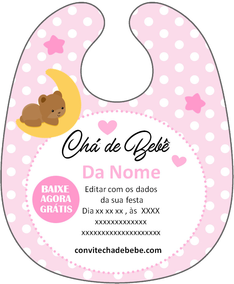 convite chá de bebê babador online