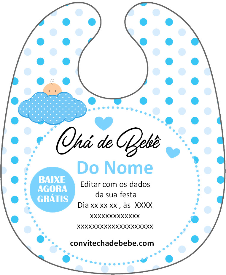 convite chá de bebê babador para imprimir