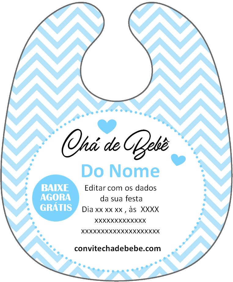 convite chá de bebê babador personalizado