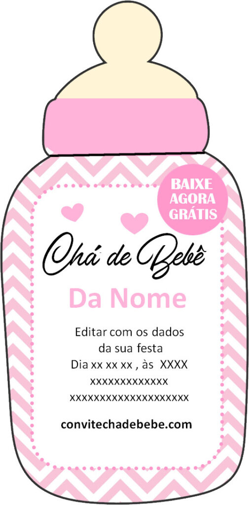 convite chá de bebê mamadeira