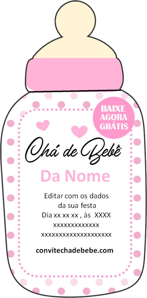 convite chá de bebê mamadeira jpg