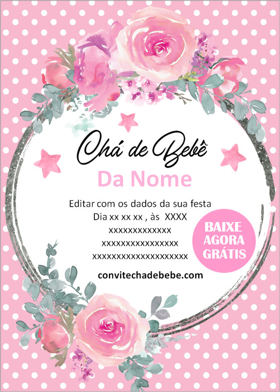 convite chá de bebê menina