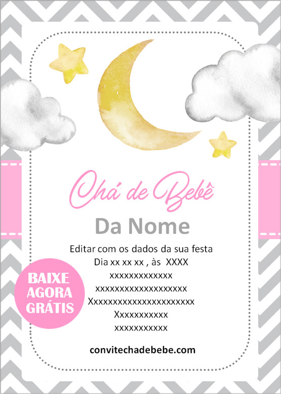 convite chá de bebê personalizado online