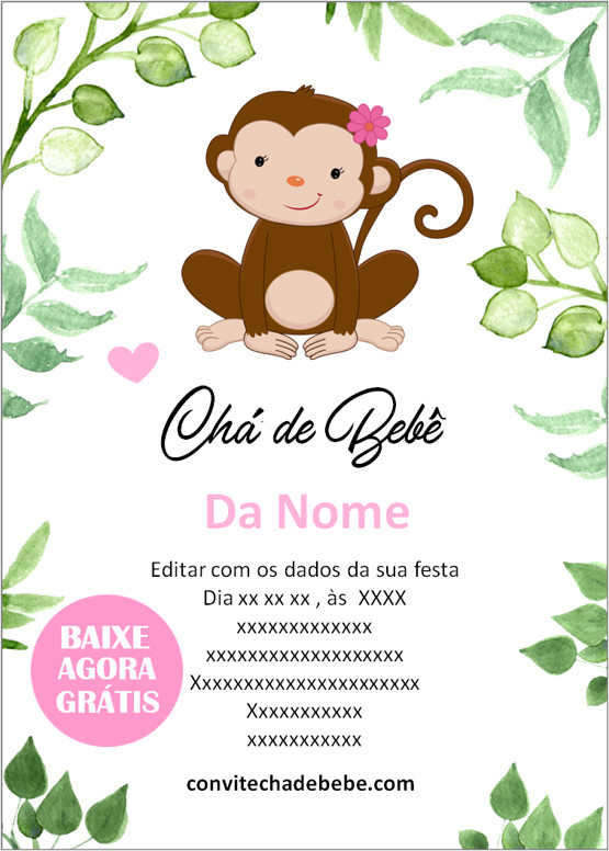 convite chá de bebê original grátis