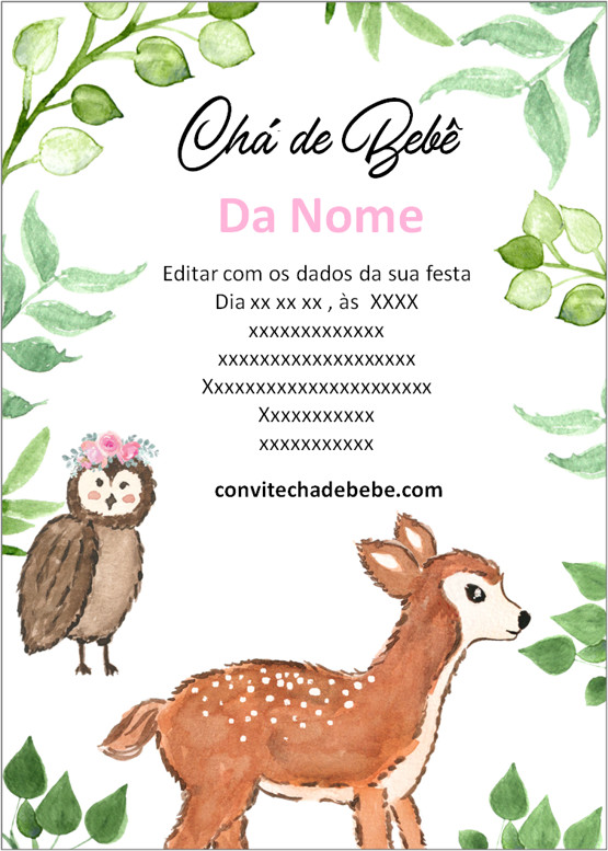 convite chá de bebê digital para imprimir