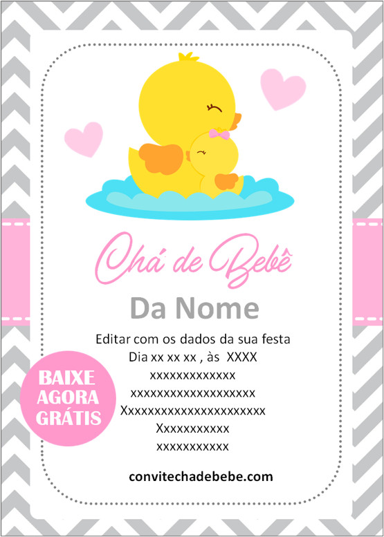 convite chá de bebê digital personalizado