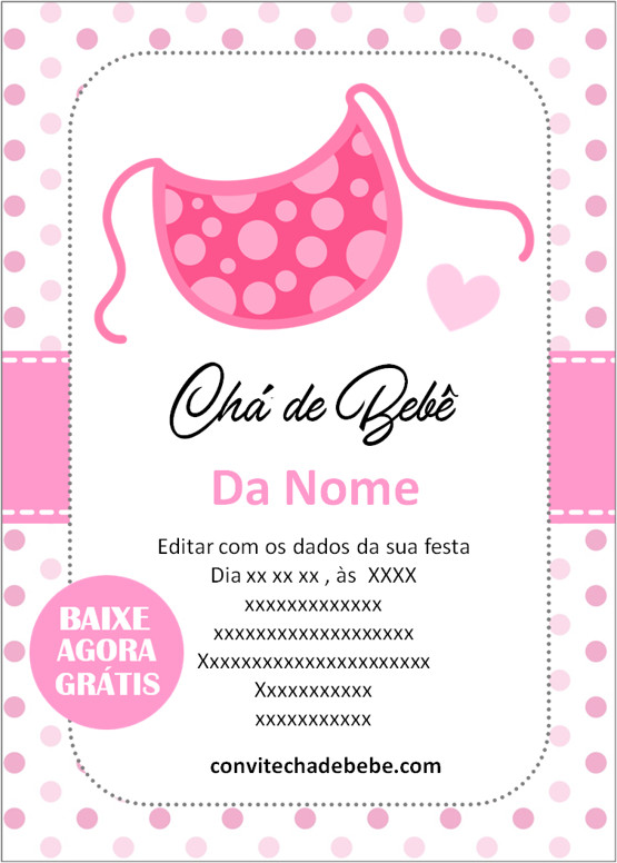 convite chá de bebê menina