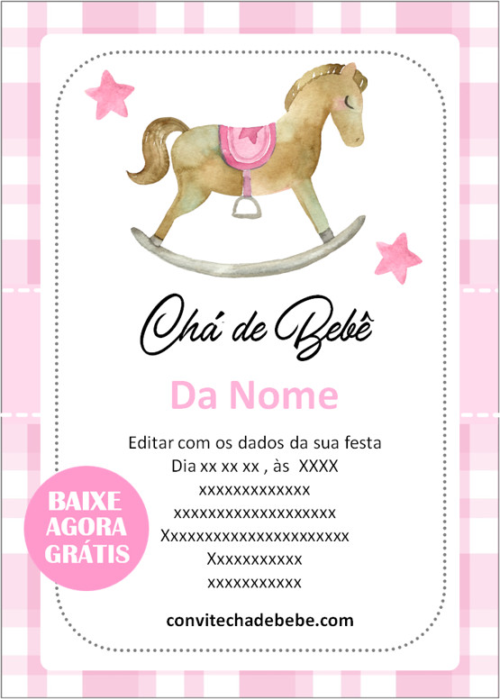convite chá de bebê editável