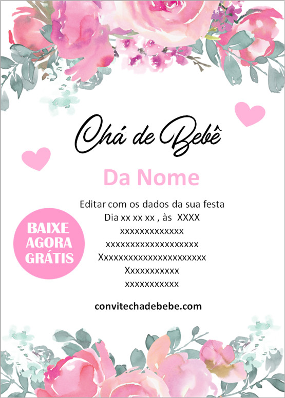 convite chá de bebê virtual grátis