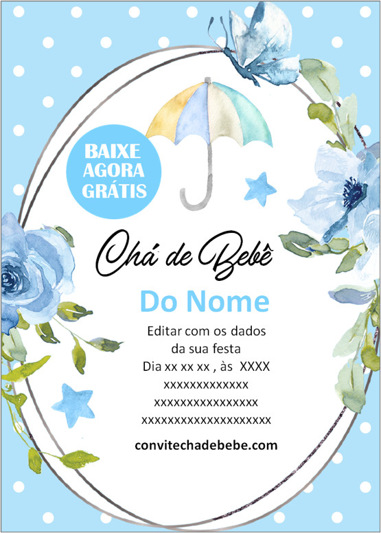 convite chá de bebê menino