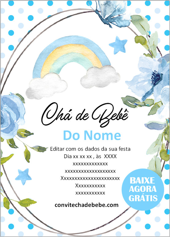 convite chá de bebê pronto para imprimir menino