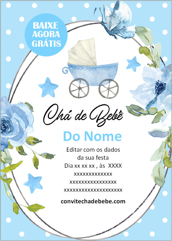 convite chá de bebê tema carrinho