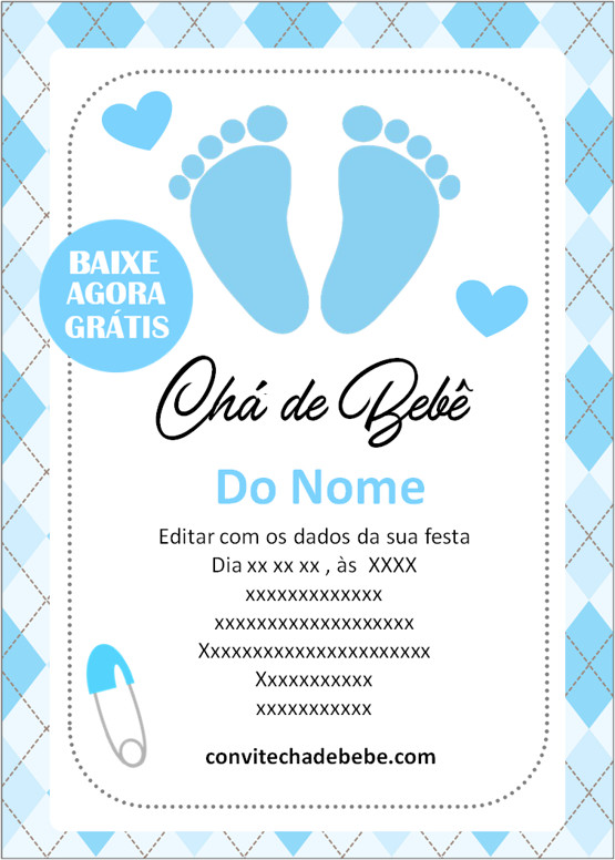 convite chá de bebê online menino