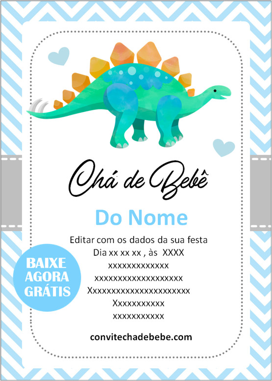 convite chá de bebê moderno menino