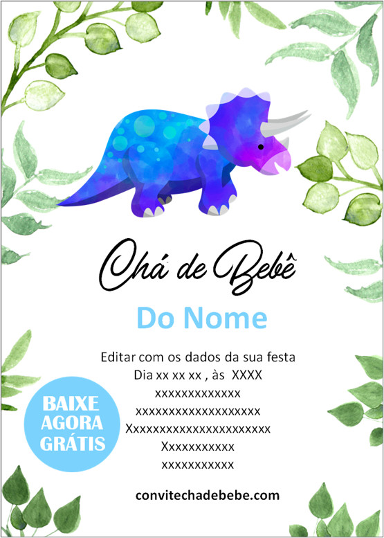 convite chá de bebê menino pdf