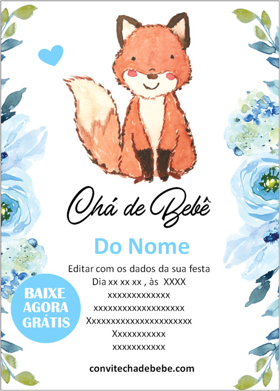 convite chá de bebê menino pdf