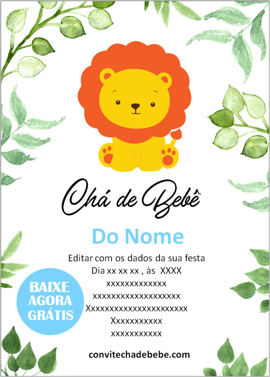 convite chá de bebê tema bebê menino
