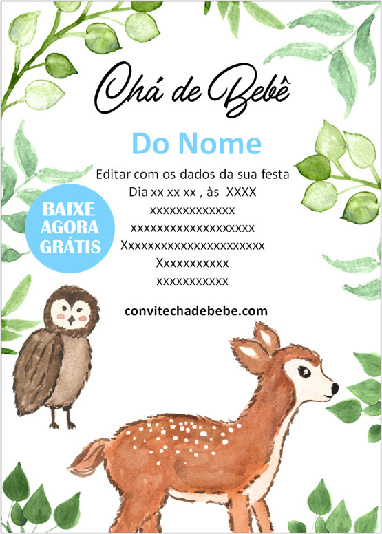 convite chá de bebê menino editar online