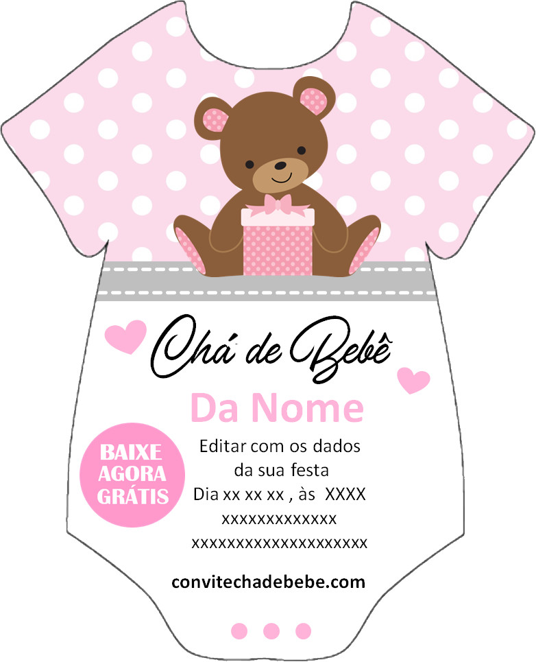 convite digital chá de bebê fralda