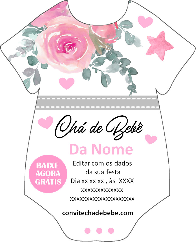 convite chá de bebê fralda para imprimir