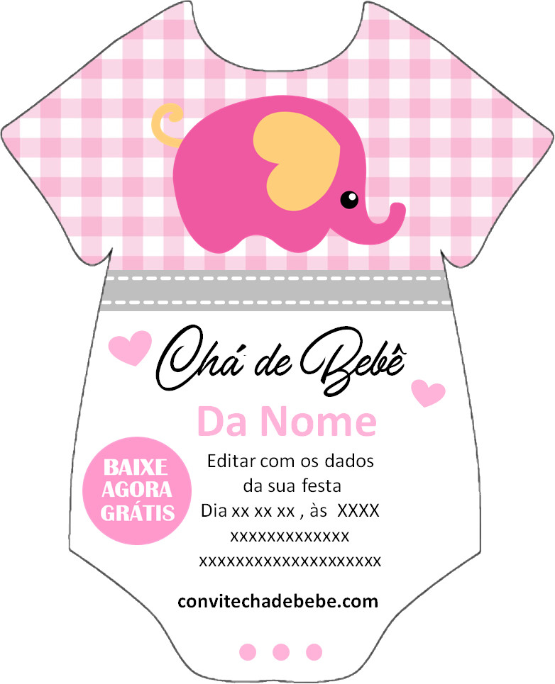 convite chá de bebê fralda online