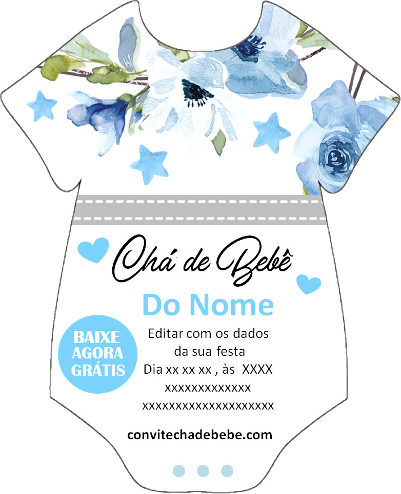 convite chá de bebê fralda azul