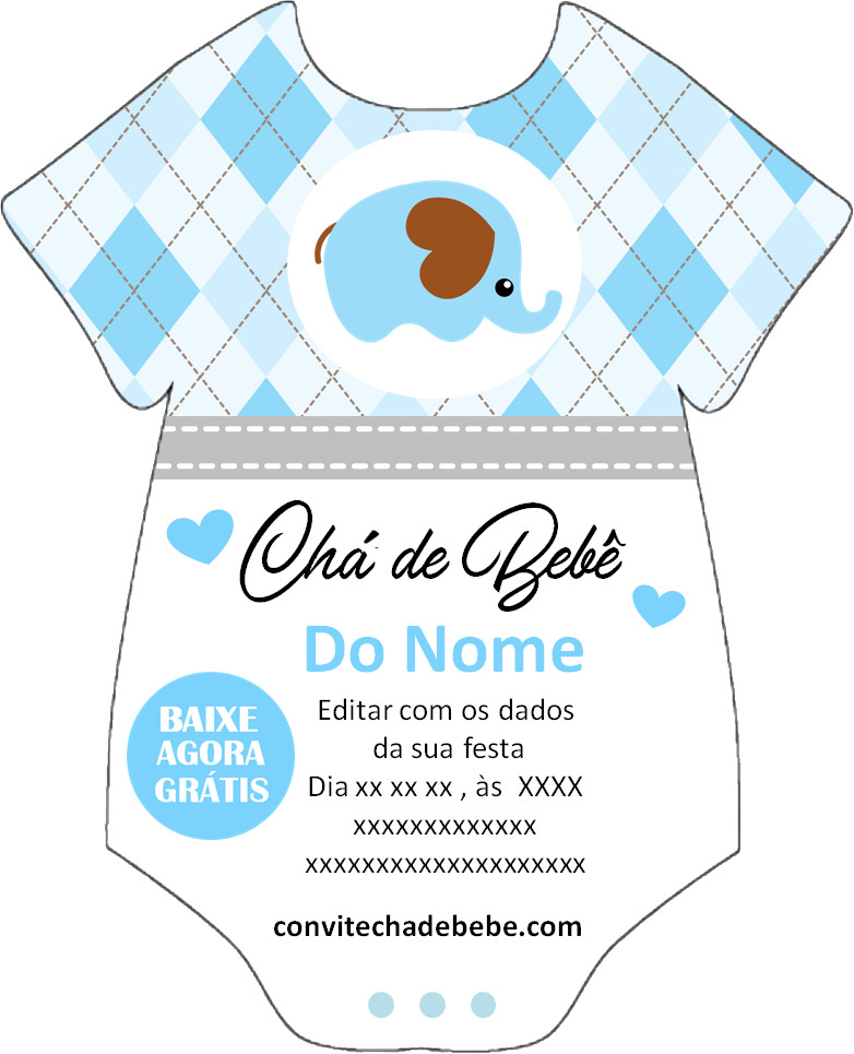 convite chá de bebê fralda download